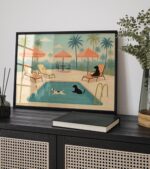 Dogs at Pool Print