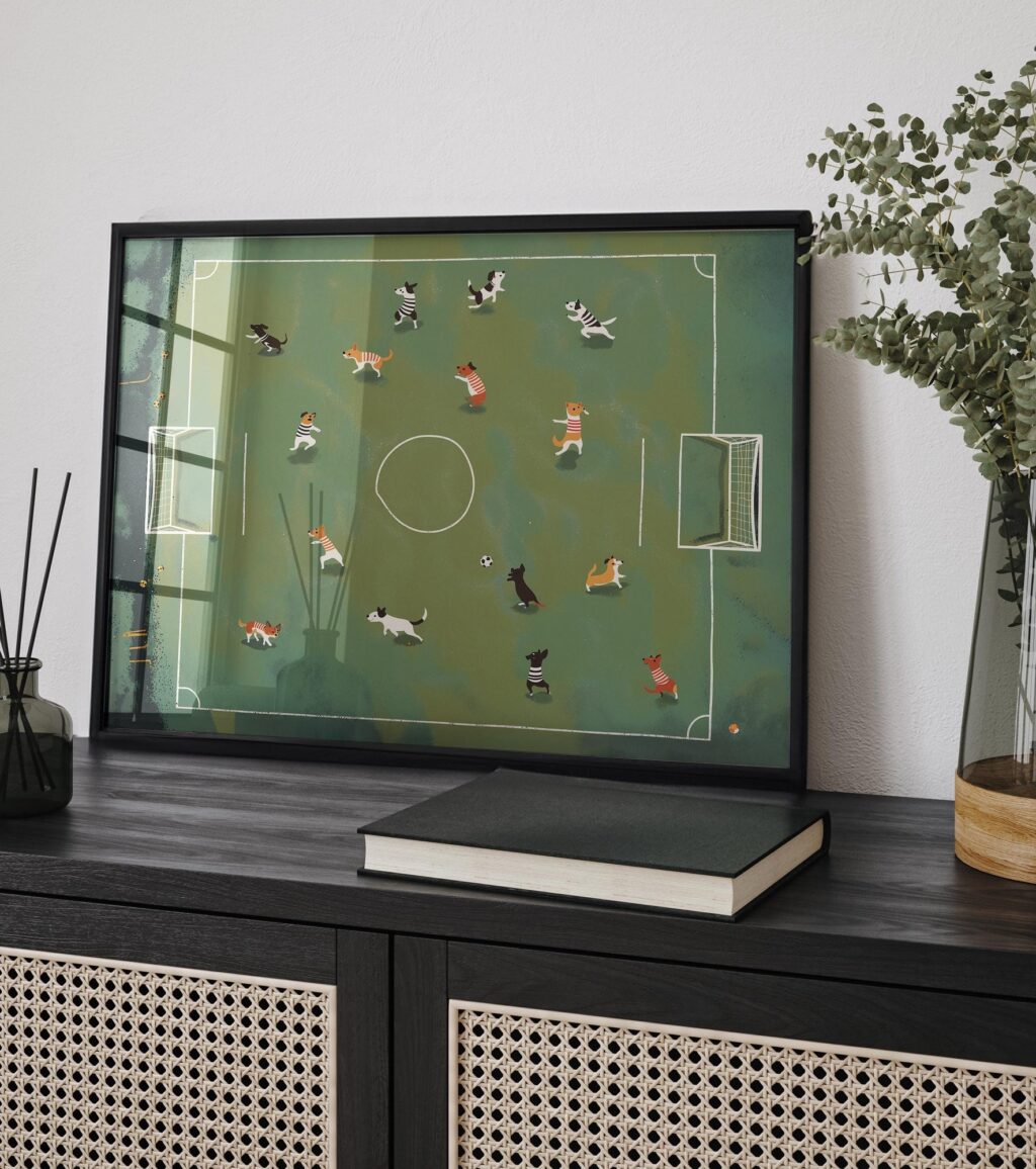 Dogs Playing Soccer Print