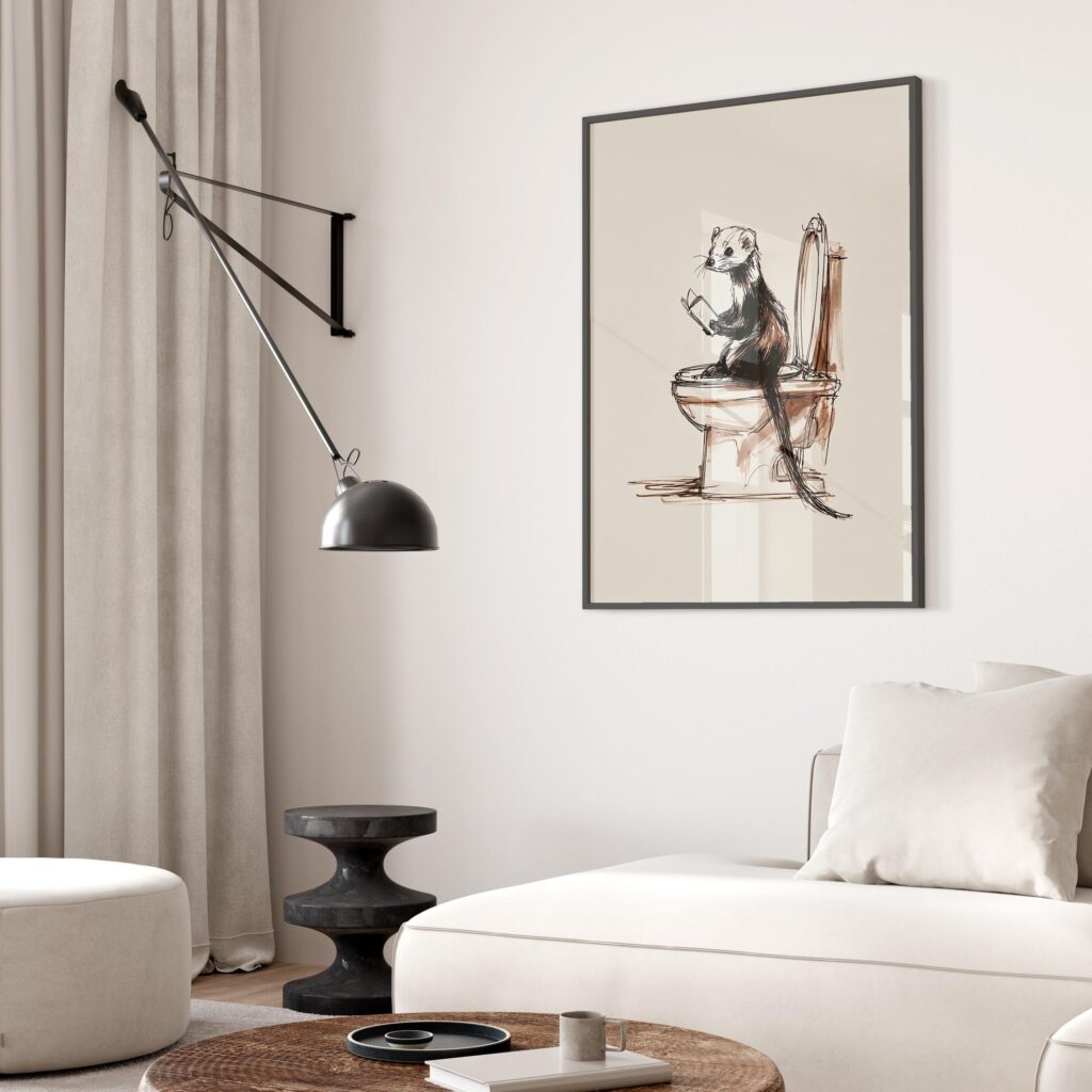 Ferret Bathroom Art Print
