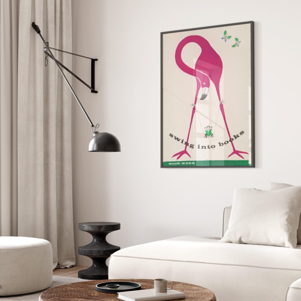 Flamingo Reading Art Print