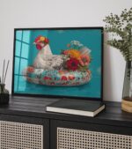 Floral Chicken Hen Maximalist Print