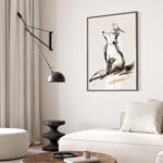Fox and Bird Minimal Woodland Art Print