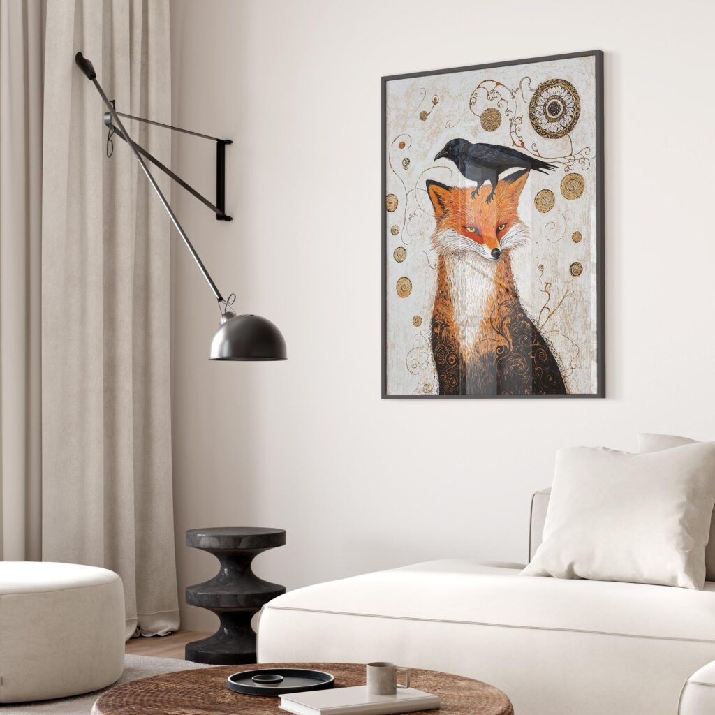 Fox and Raven Art Print