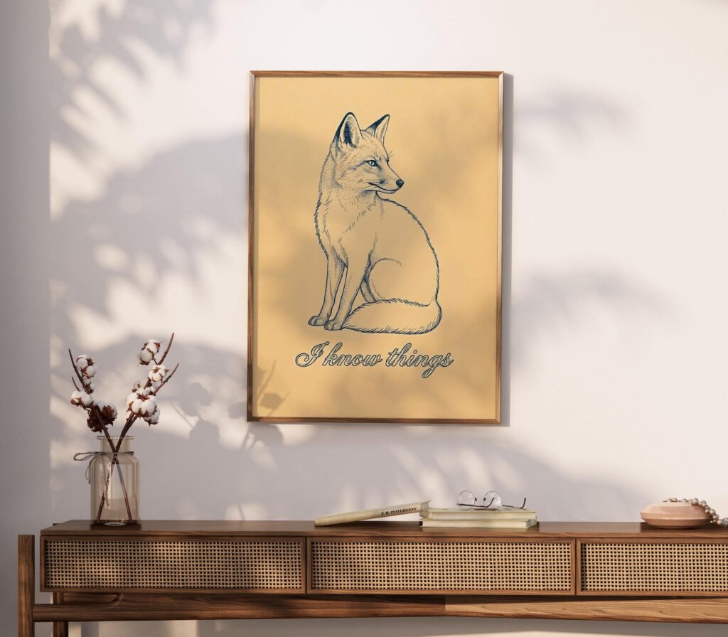 Fox I Know Things Vintage Ink Illustration Art Print