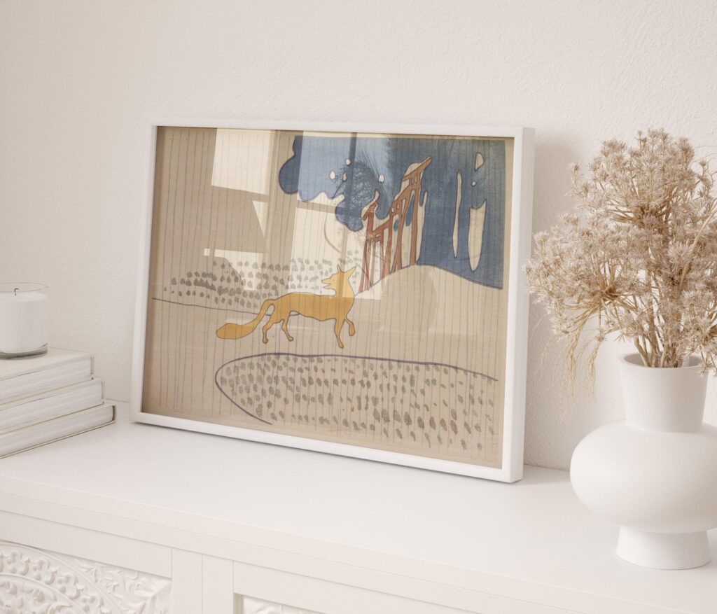 Fox in the Rain Nursery Art Print
