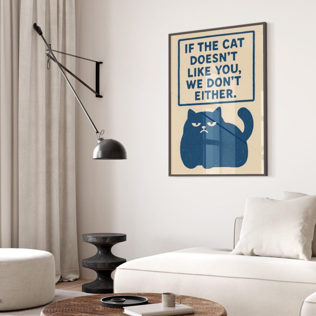 Funny Cat Entry Sign Wall Art
