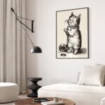Funny Cat With Headphones Print
