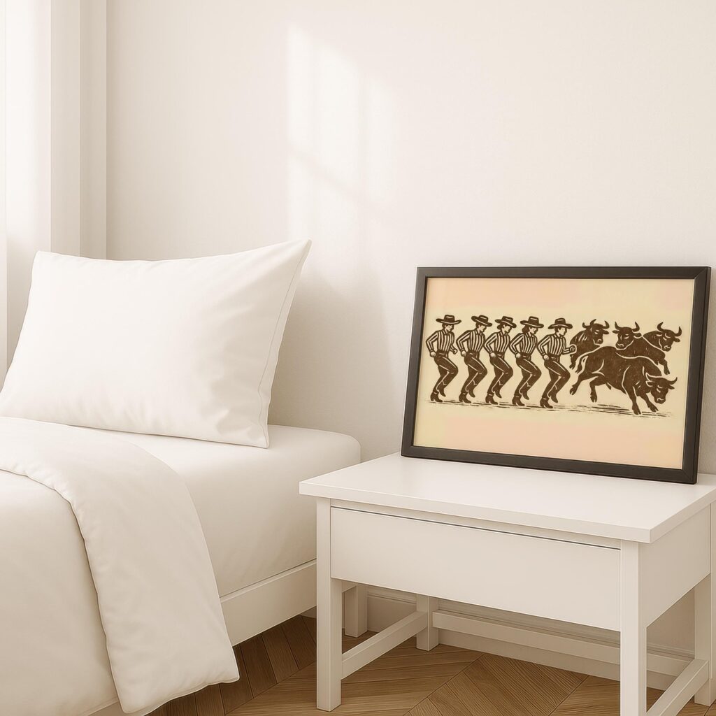 Funny Cowboys and Bulls Line Dance Print