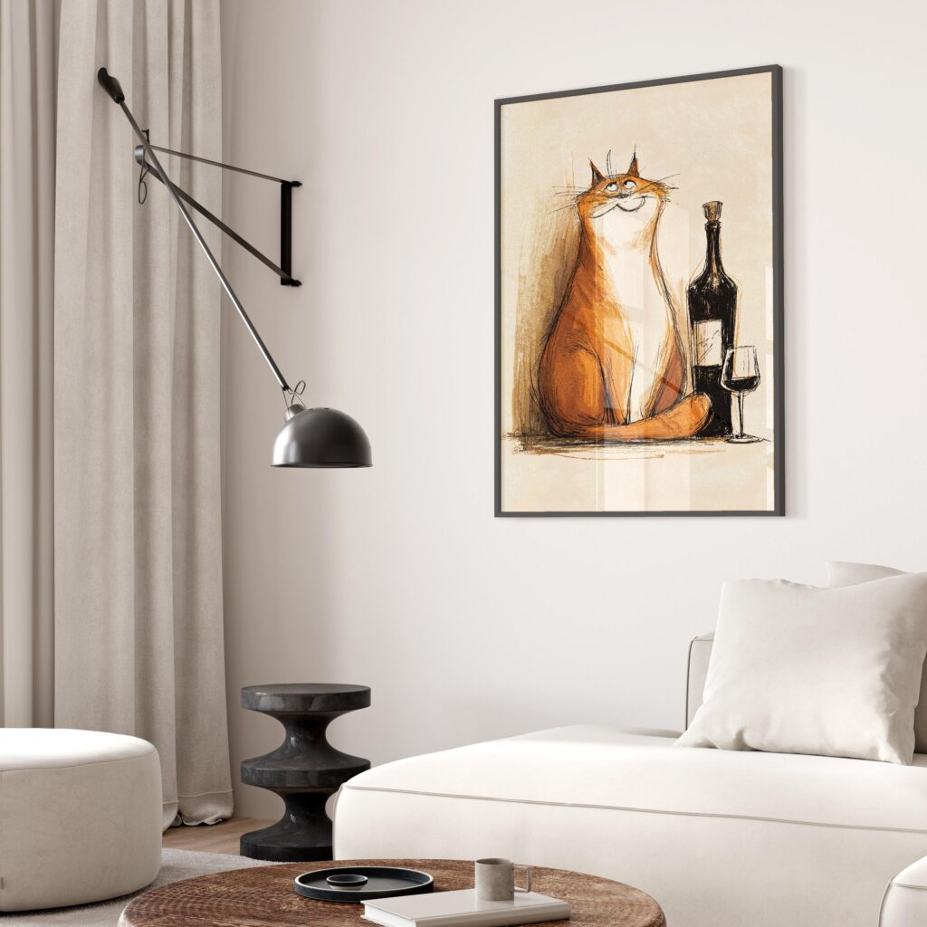 Funny Orange Cat Wine Poster