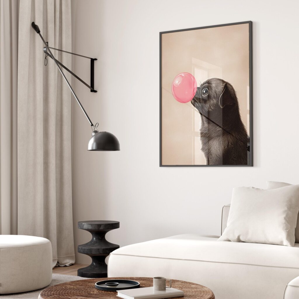 Funny Pug Bubble Gum Print