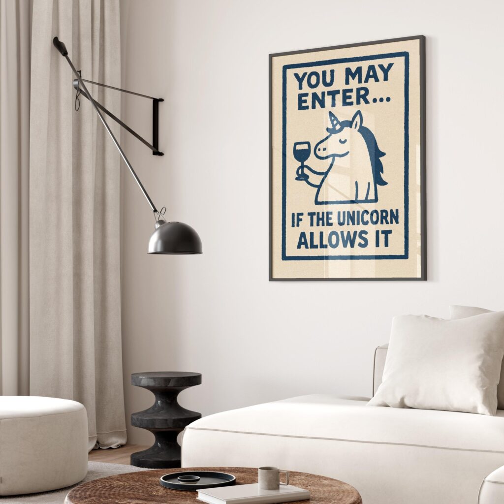 Funny Unicorn Wine Print