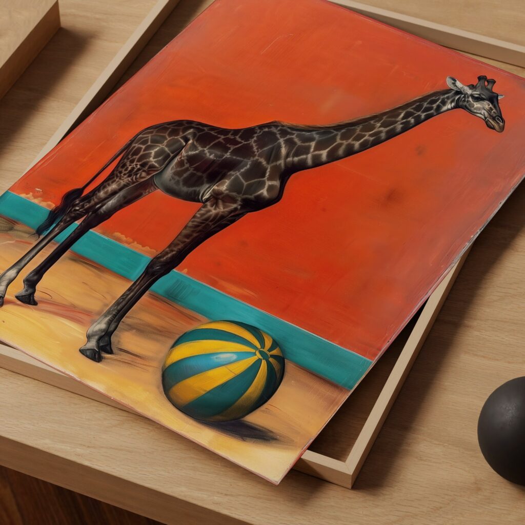 Giraffe with Ball Art Print