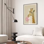 Giraffe with Bubblegum Print