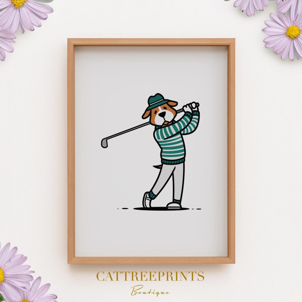 Golf Dog Minimalist Print