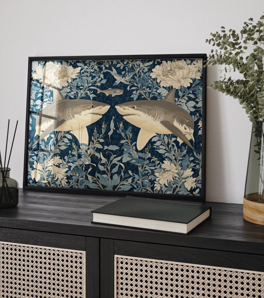 Great White Shark Botanical Print