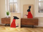 Greyhound and Rabbit Coffee Art Prints Set of 2