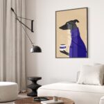 Greyhound Coffee Sighthound Navy Poster