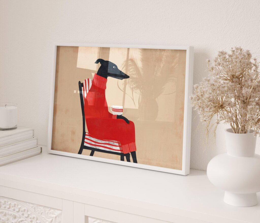 Greyhound Dog in Sweater Print
