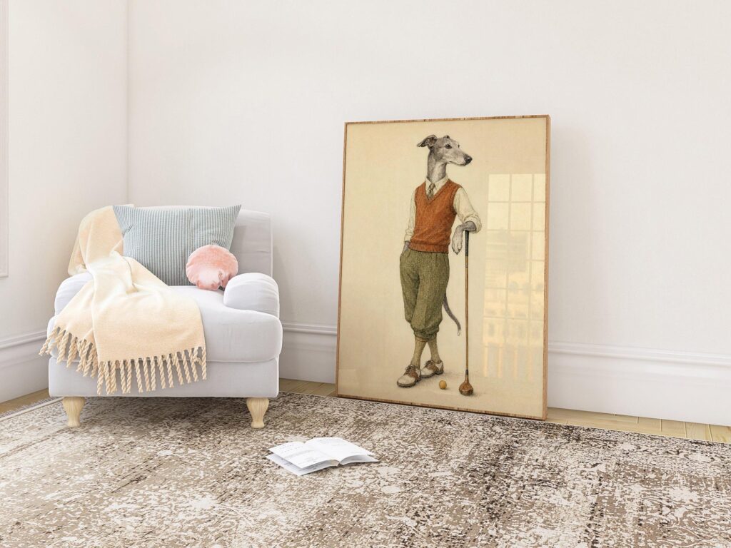 Greyhound Golfer Portrait Print