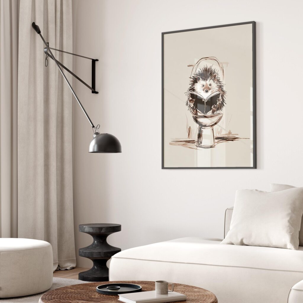 Hedgehog Bathroom Art Print
