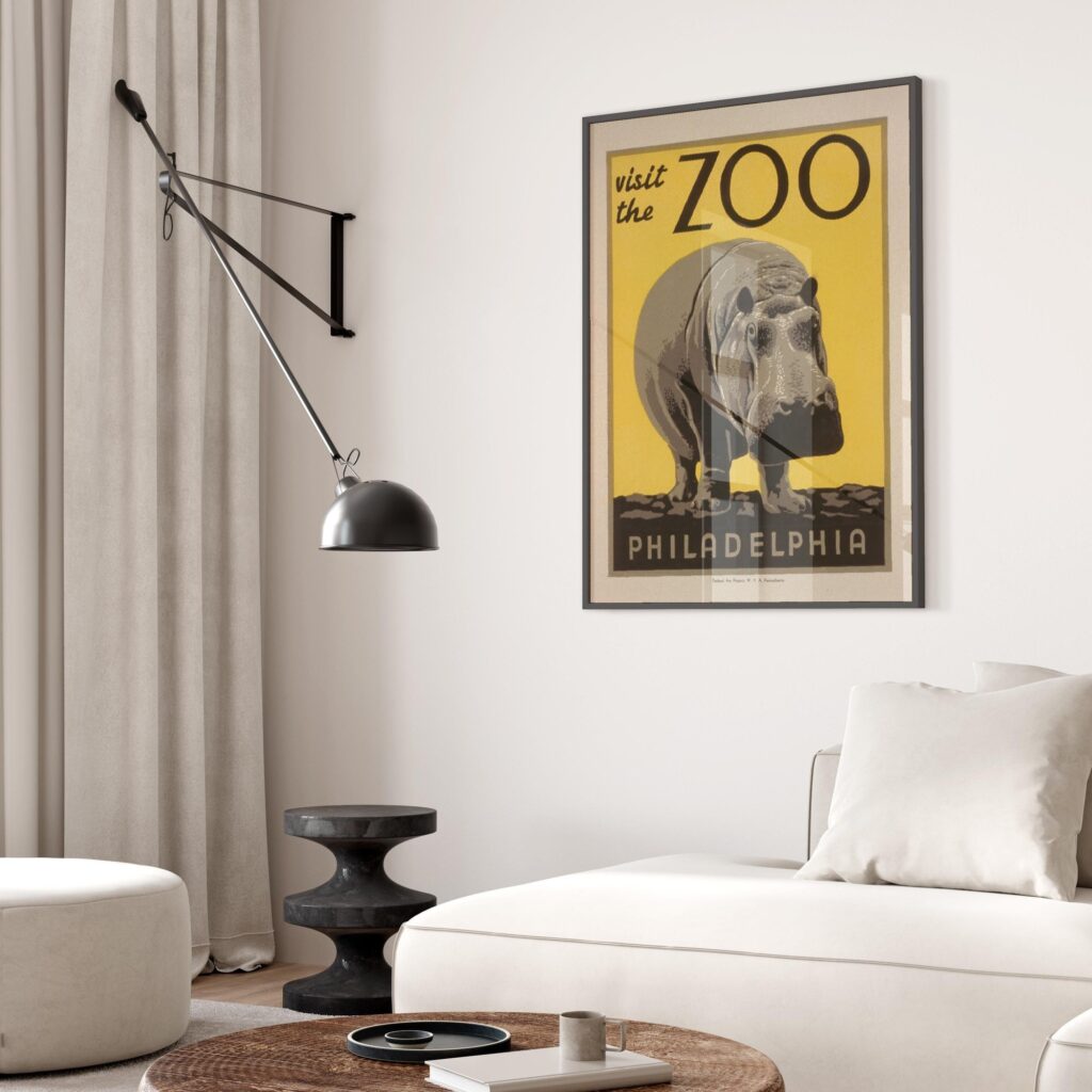 Hippo Zoo Vintage Poster