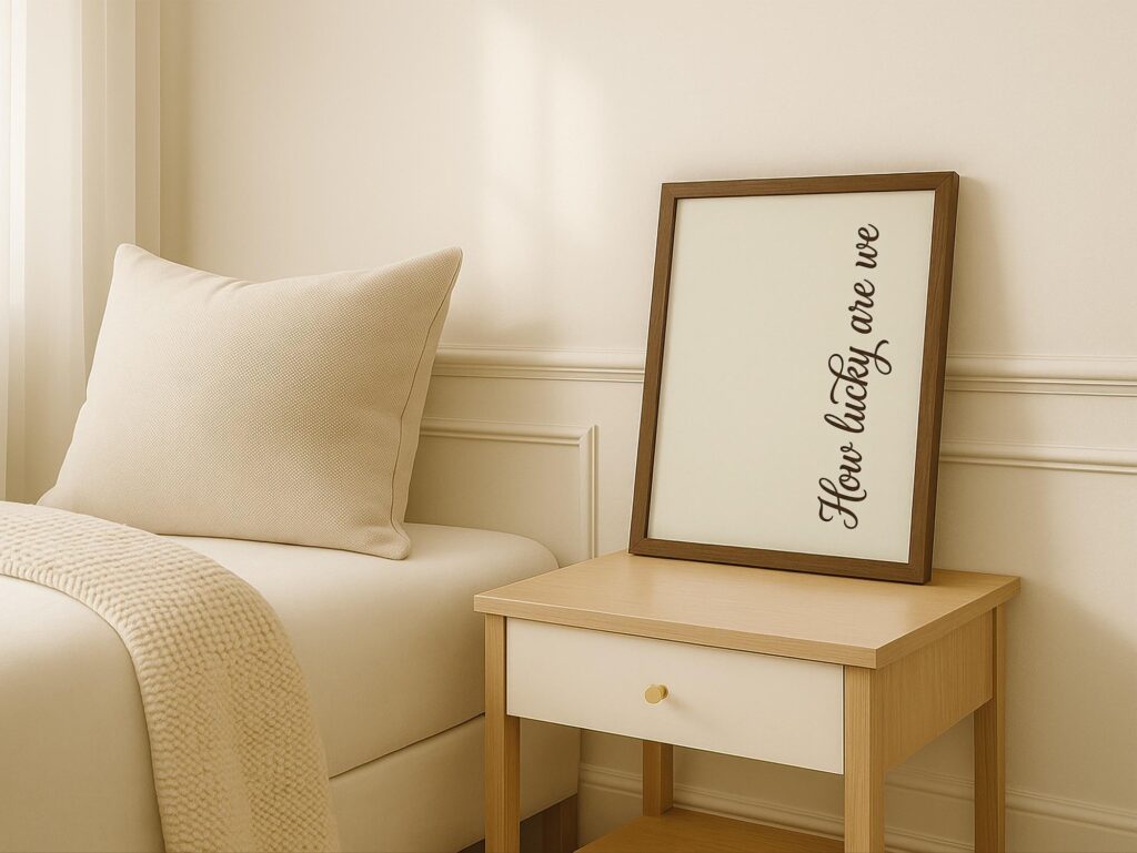 How Lucky Are We Quote Minimalist Script Print