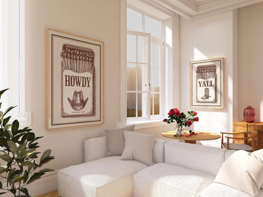 Howdy Yall Western Matchbox Art Print Set