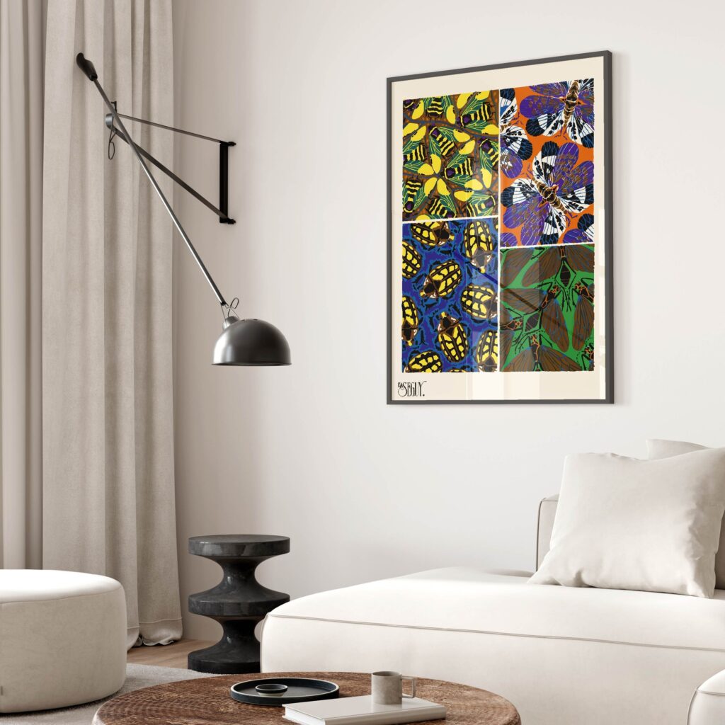 Insect Bees Butterfly Art Print