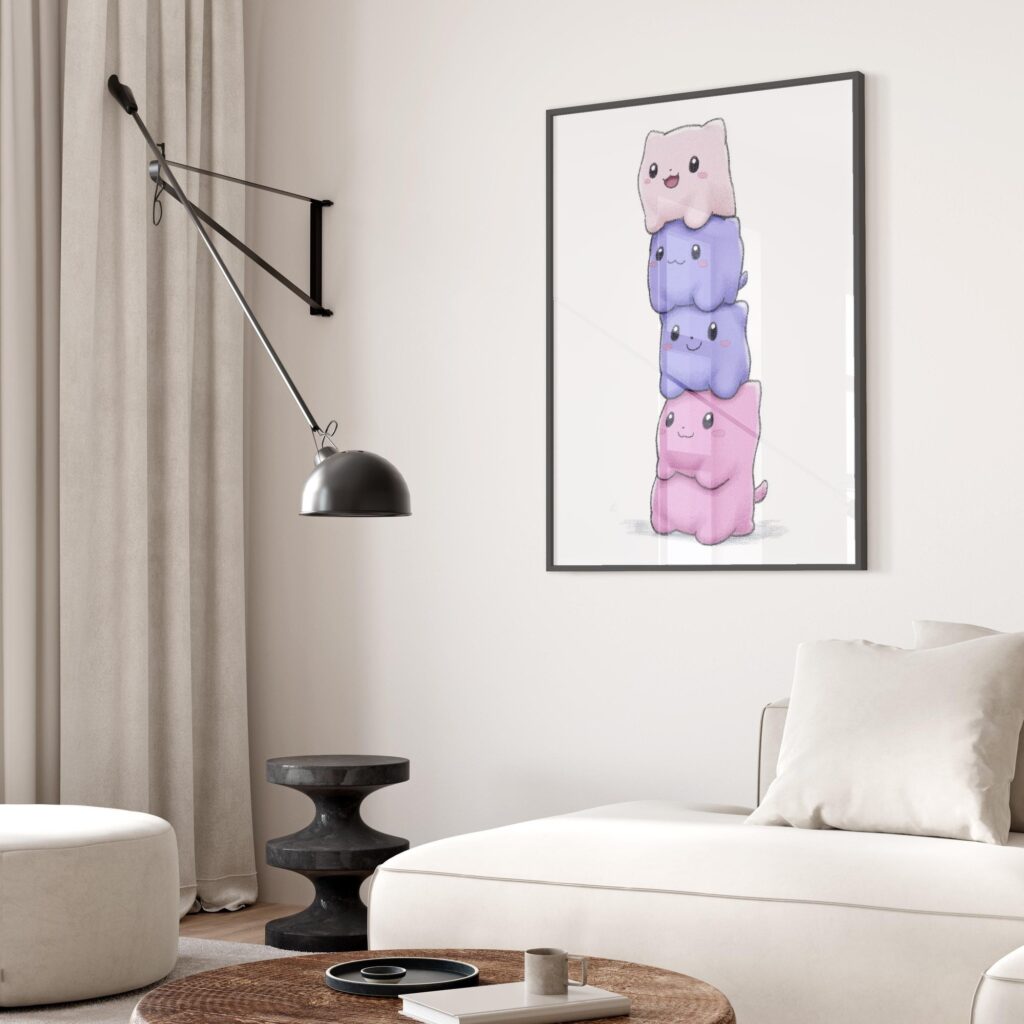 Kawaii Cat Stack Poster