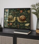 Kissing Snails Dark Floral Art Print