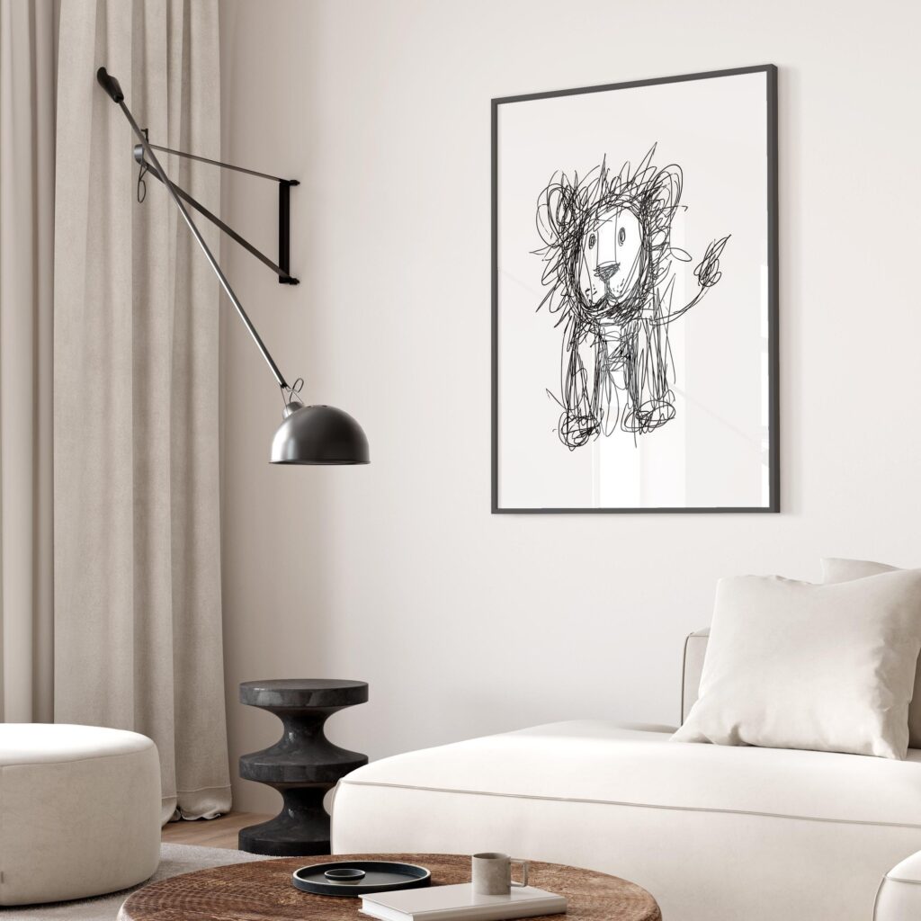 Lion Scribble Sketch Print
