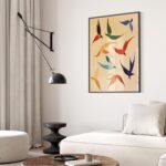 Mid Century Birds in Flight Print