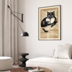 Mid Century Cat Reading Print