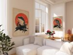 Mid Century Frog and Koi Fish Print Set