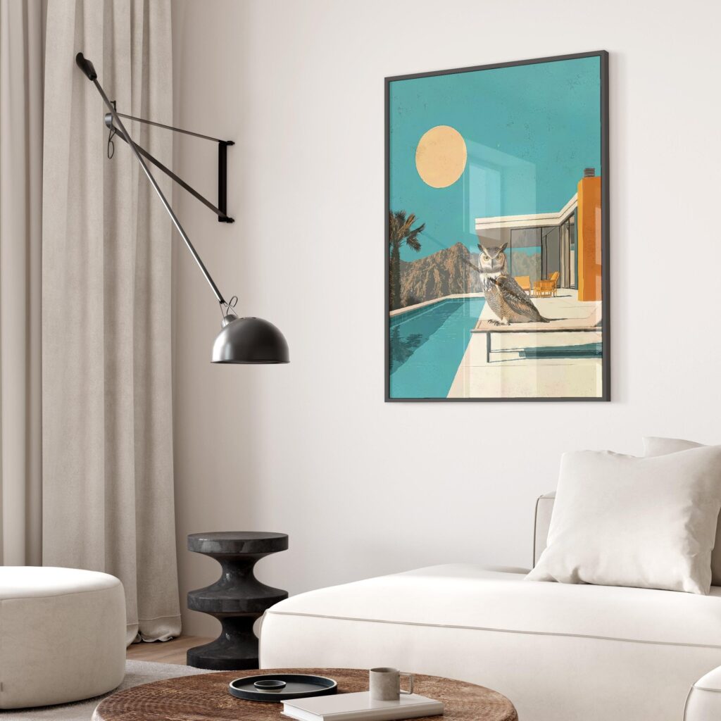 Mid Century Modern Owl Art Print