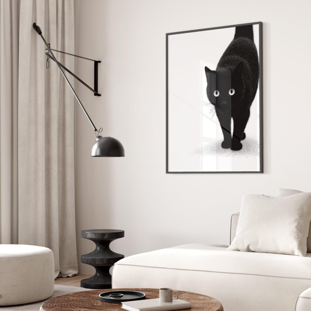 Minimalist Black Cat Art Print