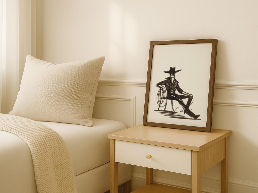 Minimalist Cowboy Sketch Art Print