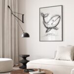Minimalist Whale Sketch Print