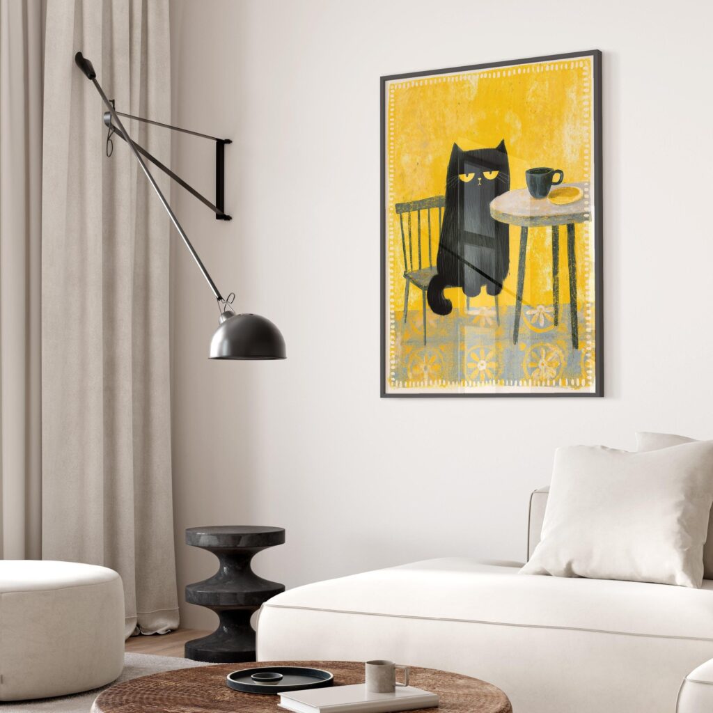 Moody Black Cat Print