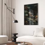 Moody Frog in Forest Oil Painting Print