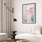 Octopus Pink Teal Wall Art