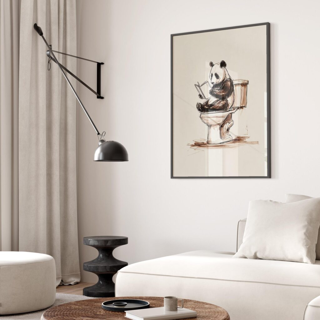 Panda Bathroom Art Print
