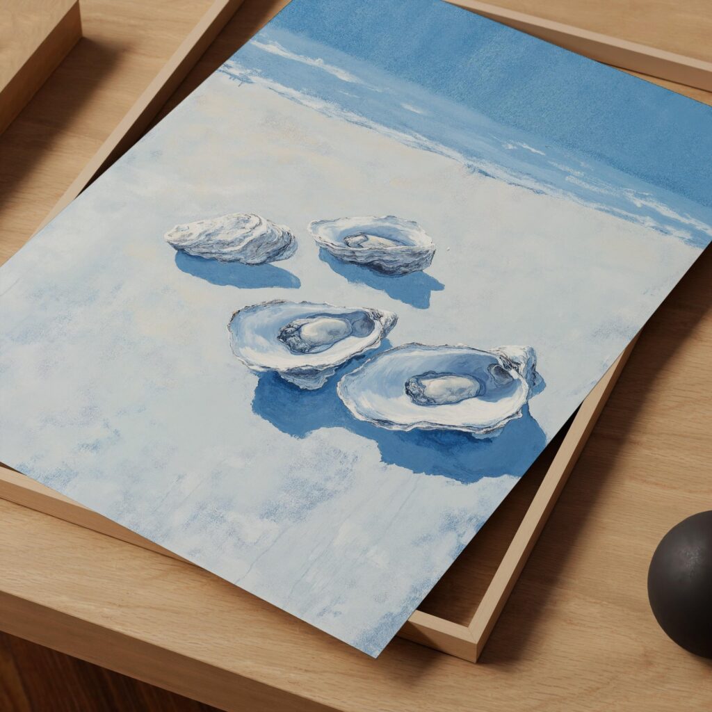 Pastel Blue Oyster Shell Art Print