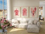 Pink Sea Creatures Print Set