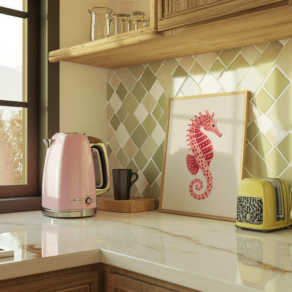 Pink Seahorse Print