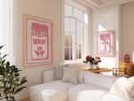 Pink Western Matchbox Howdy Yall Retro Art Print Set