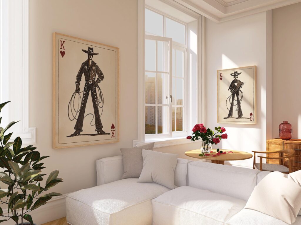 Playing Card Western Art Prints Set of 2