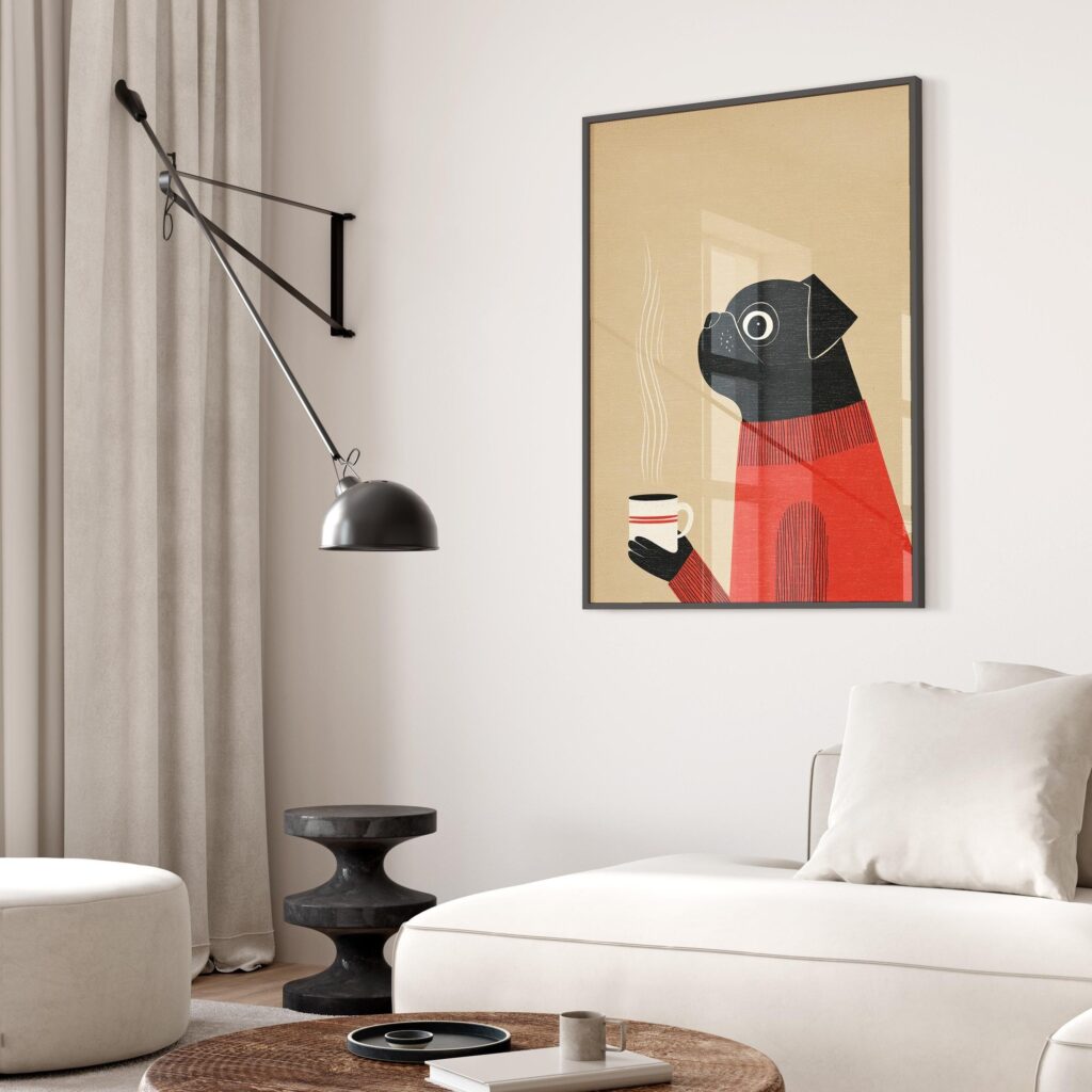 Pug Dog Coffee Art Print