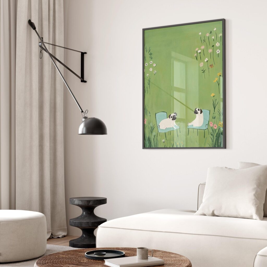Pug Garden Print