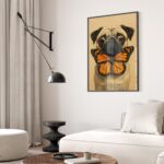Pug Puppy & Monarch Butterfly Print